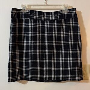 LOFT Black and White Plaid Mini Skirt